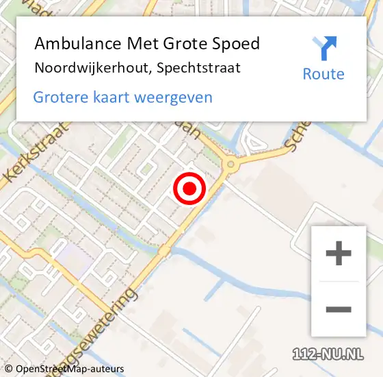 Locatie op kaart van de 112 melding: Ambulance Met Grote Spoed Naar Noordwijkerhout, Spechtstraat op 25 november 2017 23:54