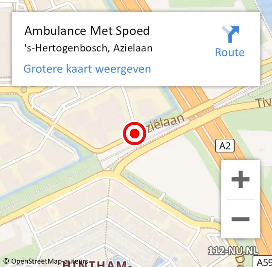 Locatie op kaart van de 112 melding: Ambulance Met Spoed Naar 's-Hertogenbosch, Azielaan op 26 november 2017 00:02