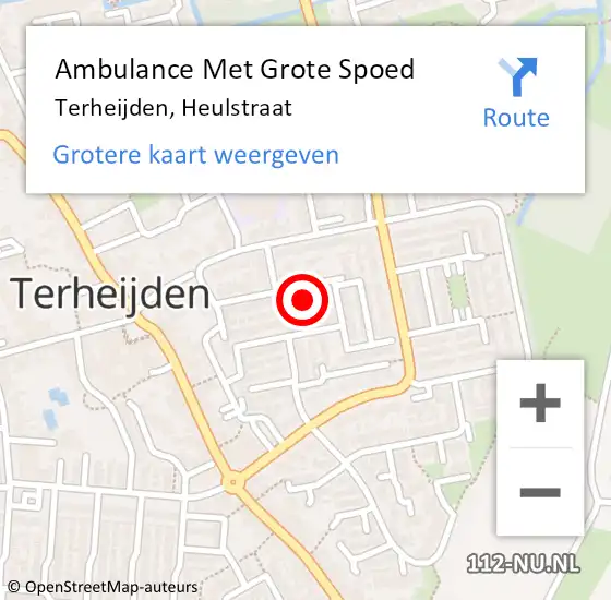 Locatie op kaart van de 112 melding: Ambulance Met Grote Spoed Naar Terheijden, Heulstraat op 26 november 2017 01:39