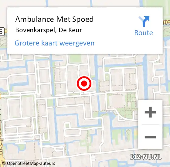 Locatie op kaart van de 112 melding: Ambulance Met Spoed Naar Bovenkarspel, De Keur op 26 november 2017 01:40