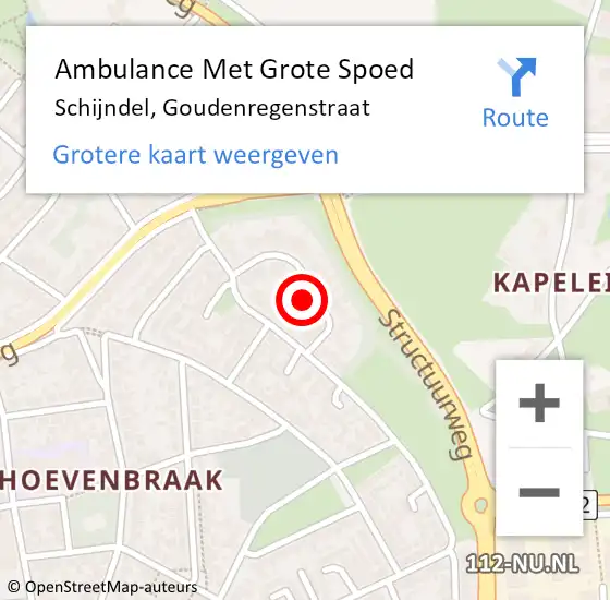 Locatie op kaart van de 112 melding: Ambulance Met Grote Spoed Naar Schijndel, Goudenregenstraat op 26 november 2017 02:47