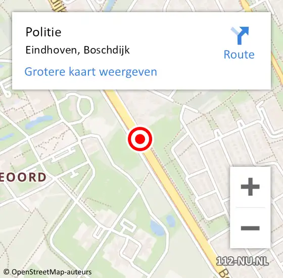 Locatie op kaart van de 112 melding: Politie Eindhoven, Boschdijk op 26 november 2017 02:50