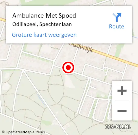 Locatie op kaart van de 112 melding: Ambulance Met Spoed Naar Odiliapeel, Spechtenlaan op 26 november 2017 03:07