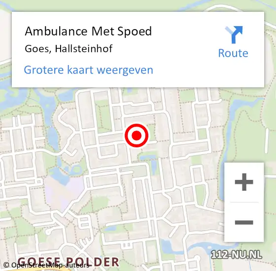 Locatie op kaart van de 112 melding: Ambulance Met Spoed Naar Goes, Hallsteinhof op 26 november 2017 03:11