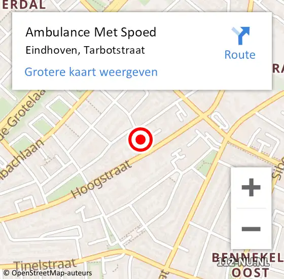 Locatie op kaart van de 112 melding: Ambulance Met Spoed Naar Eindhoven, Tarbotstraat op 26 november 2017 03:31