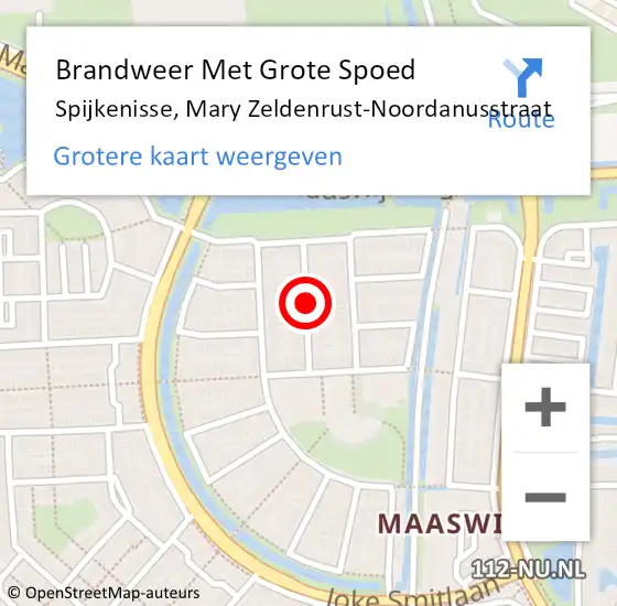 Locatie op kaart van de 112 melding: Brandweer Met Grote Spoed Naar Spijkenisse, Mary Zeldenrust-Noordanusstraat op 26 november 2017 03:42