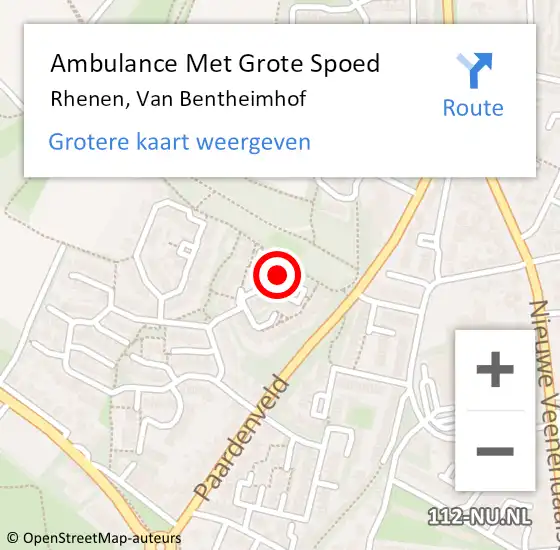 Locatie op kaart van de 112 melding: Ambulance Met Grote Spoed Naar Rhenen, Van Bentheimhof op 26 november 2017 05:46