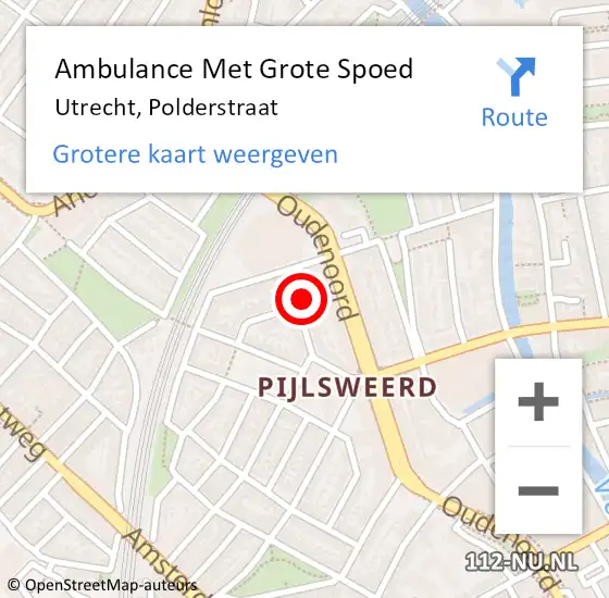 Locatie op kaart van de 112 melding: Ambulance Met Grote Spoed Naar Utrecht, Polderstraat op 26 november 2017 05:51