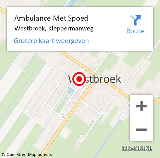 Locatie op kaart van de 112 melding: Ambulance Met Spoed Naar Westbroek, Kleppermanweg op 26 november 2017 06:11