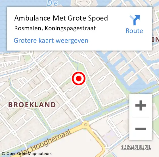 Locatie op kaart van de 112 melding: Ambulance Met Grote Spoed Naar Rosmalen, Koningspagestraat op 26 november 2017 08:39