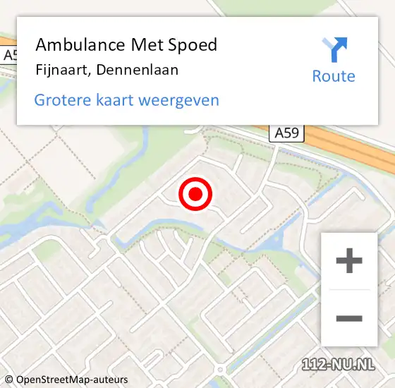 Locatie op kaart van de 112 melding: Ambulance Met Spoed Naar Fijnaart, Dennenlaan op 26 november 2017 09:13