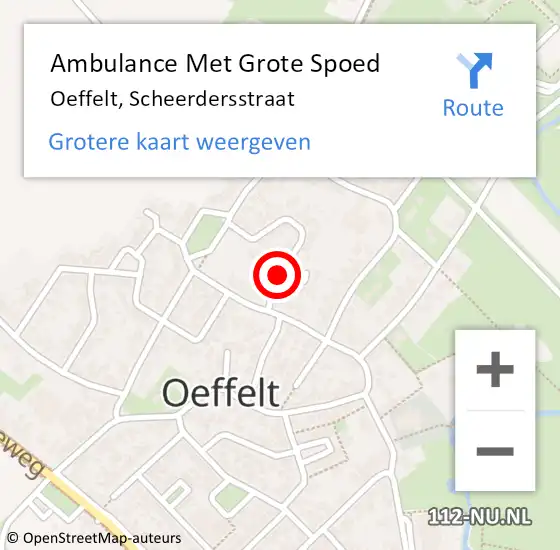 Locatie op kaart van de 112 melding: Ambulance Met Grote Spoed Naar Oeffelt, Scheerdersstraat op 26 november 2017 09:23