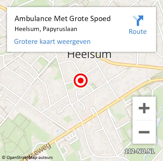 Locatie op kaart van de 112 melding: Ambulance Met Grote Spoed Naar Heelsum, Papyruslaan op 26 november 2017 09:43