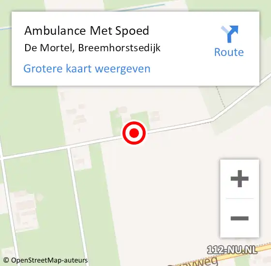 Locatie op kaart van de 112 melding: Ambulance Met Spoed Naar De Mortel, Breemhorstsedijk op 26 november 2017 09:56
