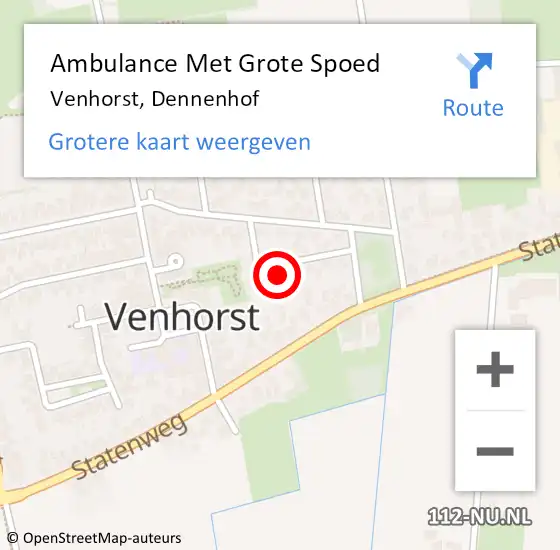 Locatie op kaart van de 112 melding: Ambulance Met Grote Spoed Naar Venhorst, Dennenhof op 26 november 2017 10:10