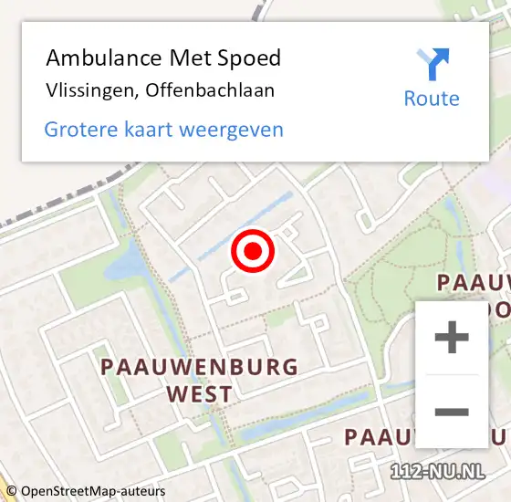 Locatie op kaart van de 112 melding: Ambulance Met Spoed Naar Vlissingen, Offenbachlaan op 26 november 2017 10:27