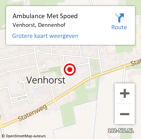 Locatie op kaart van de 112 melding: Ambulance Met Spoed Naar Venhorst, Dennenhof op 26 november 2017 10:29