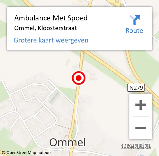 Locatie op kaart van de 112 melding: Ambulance Met Spoed Naar Ommel, Kloosterstraat op 26 november 2017 10:31