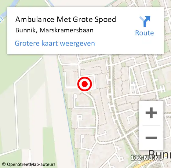 Locatie op kaart van de 112 melding: Ambulance Met Grote Spoed Naar Bunnik, Marskramersbaan op 26 november 2017 10:36