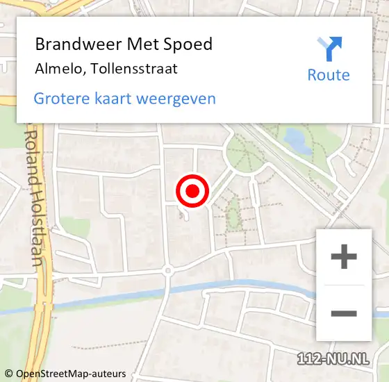 Locatie op kaart van de 112 melding: Brandweer Met Spoed Naar Almelo, Tollensstraat op 26 november 2017 10:48