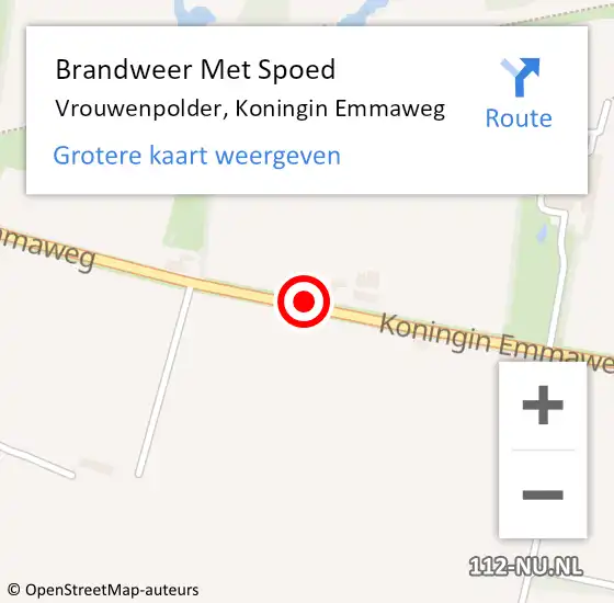 Locatie op kaart van de 112 melding: Brandweer Met Spoed Naar Vrouwenpolder, Koningin Emmaweg op 26 november 2017 11:31