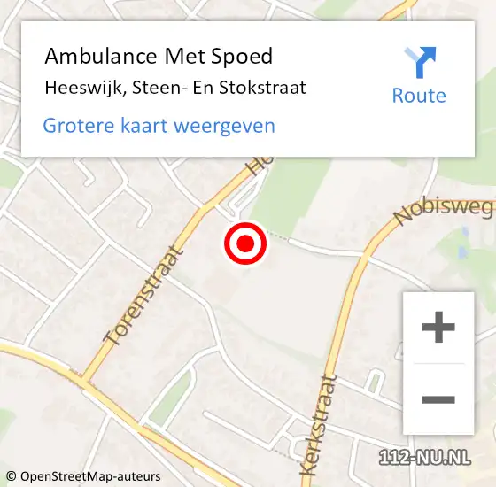 Locatie op kaart van de 112 melding: Ambulance Met Spoed Naar Heeswijk, Steen- En Stokstraat op 26 november 2017 12:52