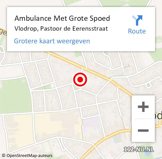 Locatie op kaart van de 112 melding: Ambulance Met Grote Spoed Naar Vlodrop, Pastoor de Eerensstraat op 26 november 2017 12:58