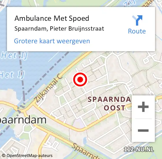 Locatie op kaart van de 112 melding: Ambulance Met Spoed Naar Spaarndam, Pieter Bruijnsstraat op 26 november 2017 13:57