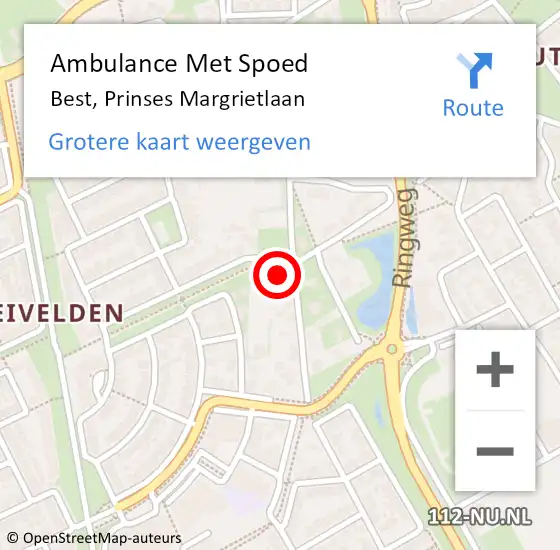 Locatie op kaart van de 112 melding: Ambulance Met Spoed Naar Best, Prinses Margrietlaan op 26 november 2017 14:38