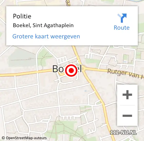 Locatie op kaart van de 112 melding: Politie Boekel, Sint Agathaplein op 26 november 2017 15:03