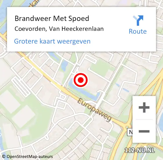 Locatie op kaart van de 112 melding: Brandweer Met Spoed Naar Coevorden, Van Heeckerenlaan op 26 november 2017 15:43