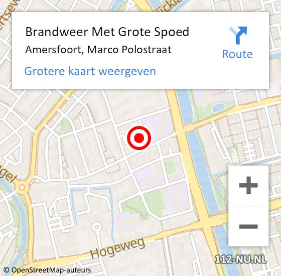 Locatie op kaart van de 112 melding: Brandweer Met Grote Spoed Naar Amersfoort, Marco Polostraat op 26 november 2017 15:58