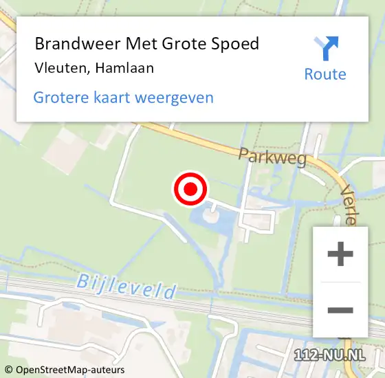 Locatie op kaart van de 112 melding: Brandweer Met Grote Spoed Naar Vleuten, Hamlaan op 26 november 2017 16:14