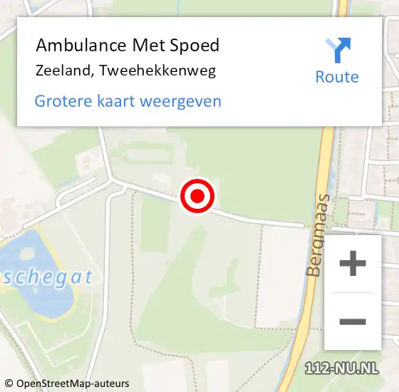 Locatie op kaart van de 112 melding: Ambulance Met Spoed Naar Zeeland, Tweehekkenweg op 26 november 2017 17:15