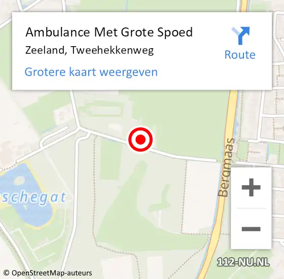 Locatie op kaart van de 112 melding: Ambulance Met Grote Spoed Naar Zeeland, Tweehekkenweg op 26 november 2017 17:17