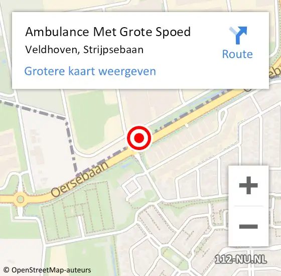 Locatie op kaart van de 112 melding: Ambulance Met Grote Spoed Naar Veldhoven, Strijpsebaan op 26 november 2017 17:31
