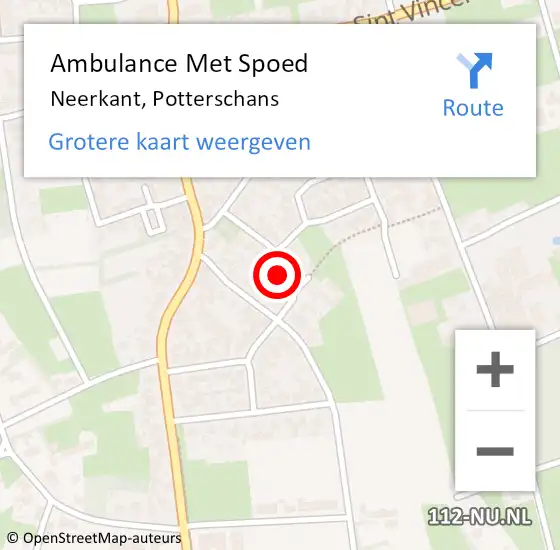 Locatie op kaart van de 112 melding: Ambulance Met Spoed Naar Neerkant, Potterschans op 26 november 2017 18:06