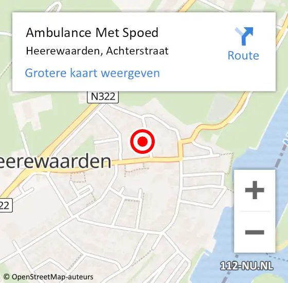 Locatie op kaart van de 112 melding: Ambulance Met Spoed Naar Heerewaarden, Achterstraat op 26 november 2017 18:29