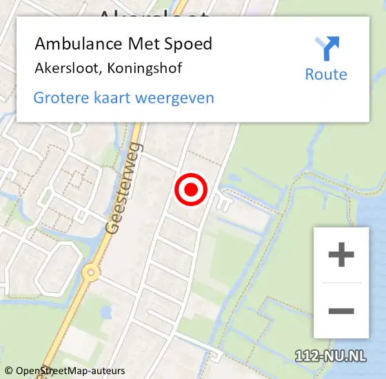 Locatie op kaart van de 112 melding: Ambulance Met Spoed Naar Akersloot, Koningshof op 26 november 2017 18:33