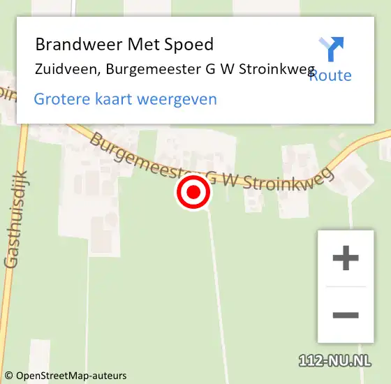 Locatie op kaart van de 112 melding: Brandweer Met Spoed Naar Zuidveen, Burgemeester G W Stroinkweg op 26 november 2017 18:49