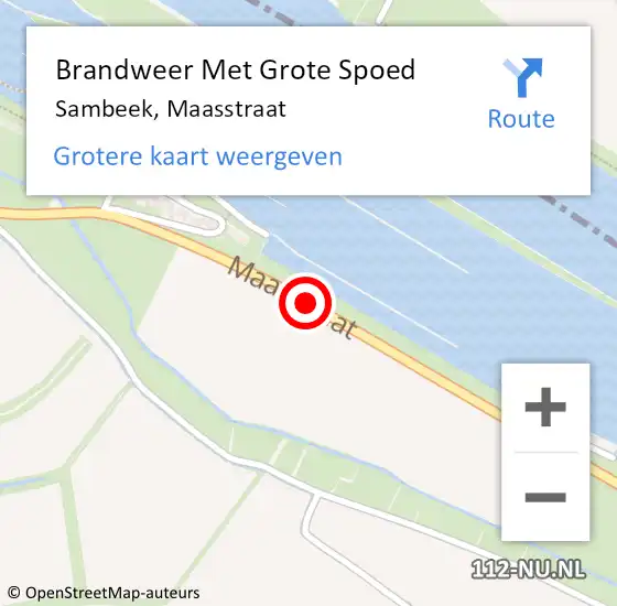 Locatie op kaart van de 112 melding: Brandweer Met Grote Spoed Naar Sambeek, Maasstraat op 26 november 2017 19:22