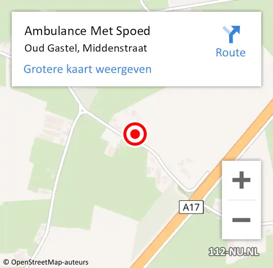 Locatie op kaart van de 112 melding: Ambulance Met Spoed Naar Oud Gastel, Middenstraat op 26 november 2017 19:28