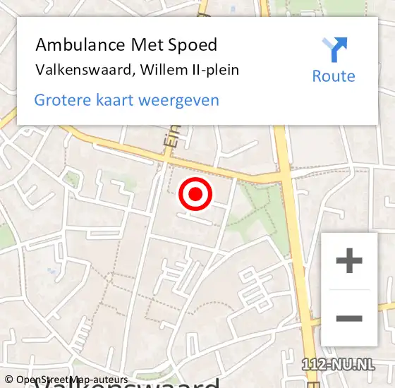 Locatie op kaart van de 112 melding: Ambulance Met Spoed Naar Valkenswaard, Willem II-plein op 26 november 2017 19:34