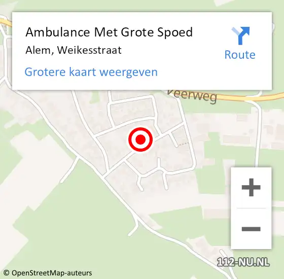 Locatie op kaart van de 112 melding: Ambulance Met Grote Spoed Naar Alem, Weikesstraat op 26 november 2017 21:18