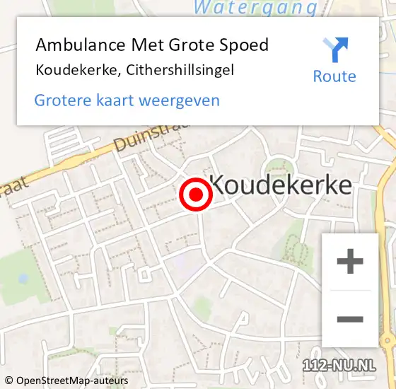 Locatie op kaart van de 112 melding: Ambulance Met Grote Spoed Naar Koudekerke, Cithershillsingel op 26 november 2017 22:56