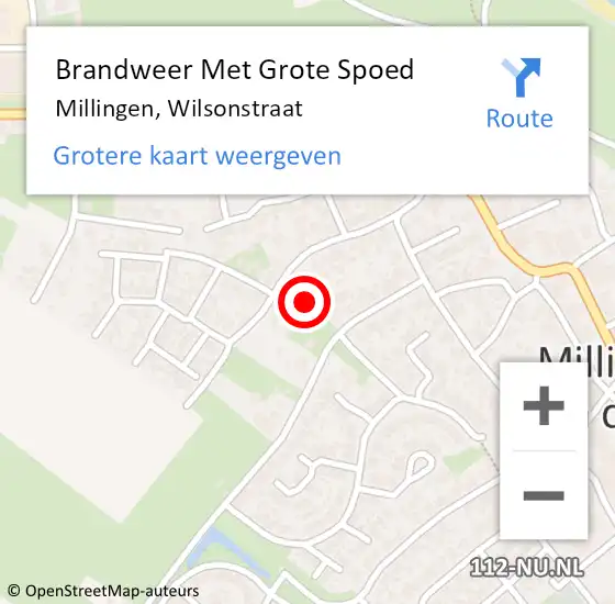 Locatie op kaart van de 112 melding: Brandweer Met Grote Spoed Naar Millingen, Wilsonstraat op 26 november 2017 23:01