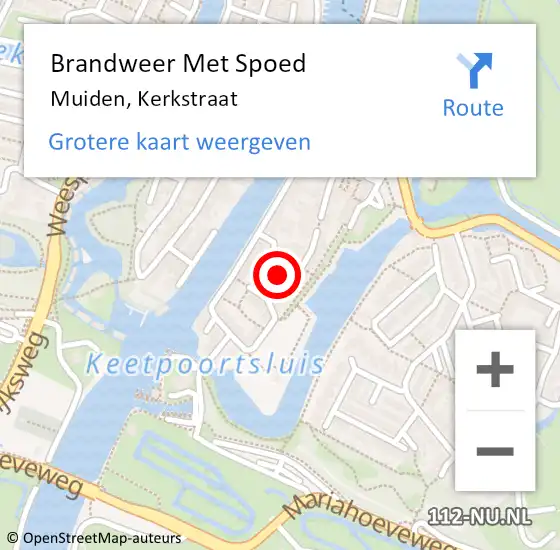 Locatie op kaart van de 112 melding: Brandweer Met Spoed Naar Muiden, Kerkstraat op 26 november 2017 23:07