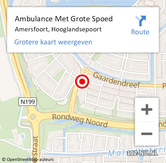 Locatie op kaart van de 112 melding: Ambulance Met Grote Spoed Naar Amersfoort, Hooglandsepoort op 26 november 2017 23:49