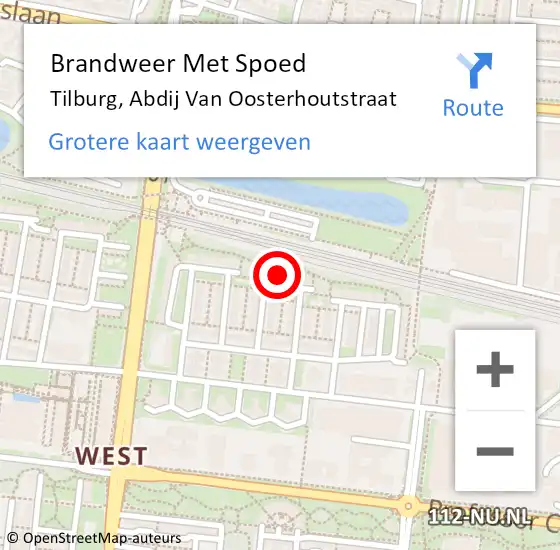 Locatie op kaart van de 112 melding: Brandweer Met Spoed Naar Tilburg, Abdij Van Oosterhoutstraat op 7 februari 2014 21:49