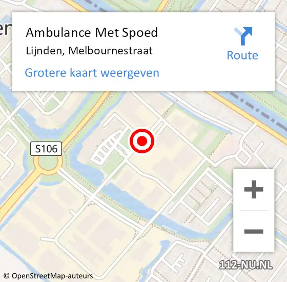 Locatie op kaart van de 112 melding: Ambulance Met Spoed Naar Lijnden, Melbournestraat op 27 november 2017 00:03